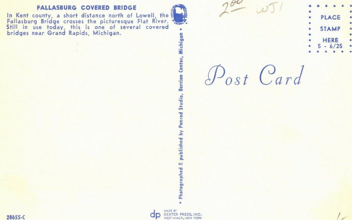 Fallasburg Covered Bridge - Old Postcard (newer photo)